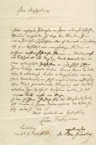 Brief von Ludwig Feuerbach an den Buchhändler Julius Merz in Nürnberg